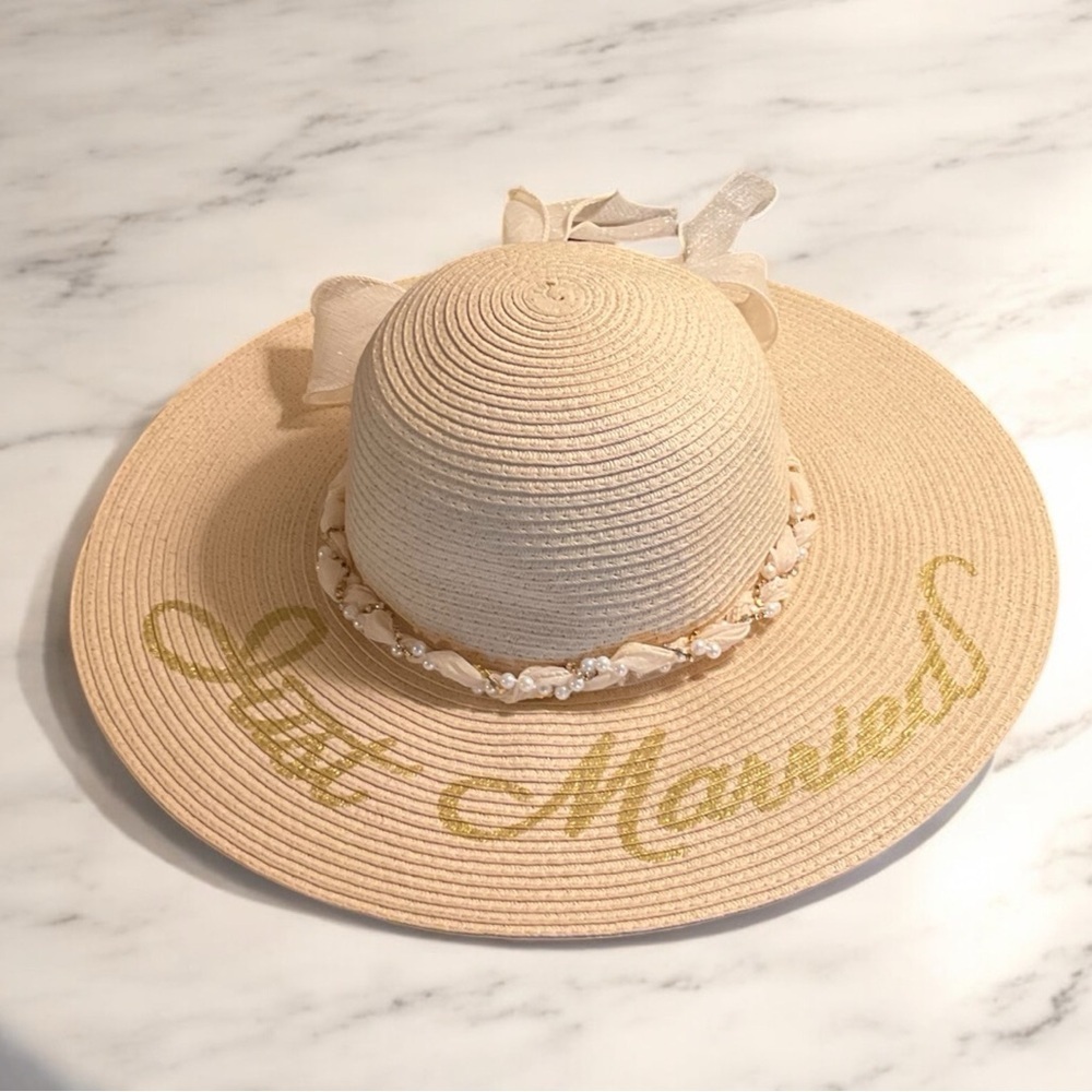Just Married Floppy Sun Straw Hat